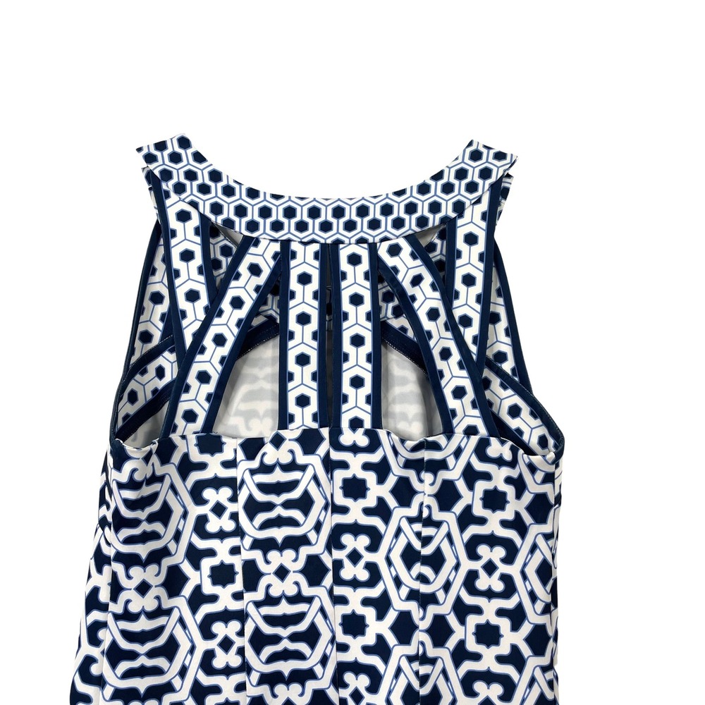Gretchen Scott Isosceles cut‎ out printed Dress Size XS blue white Rio Gio - Picture 7 of 8
